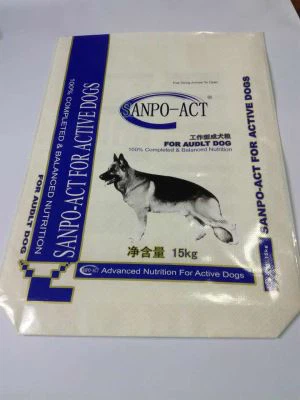 Block Bottom Valve Bag til Adult Dog Feed Nutrition 15 kg pakning